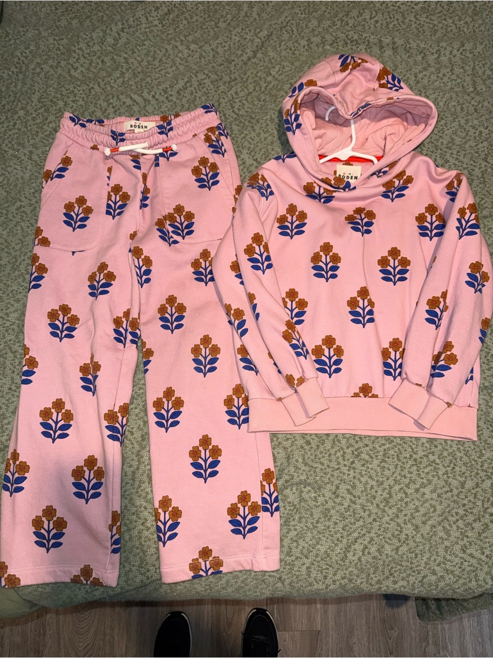 Mini Boden Pink Floral Hoodie and Jogger Set